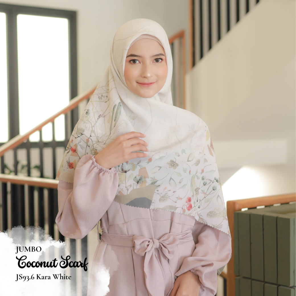 [ BUY 3 GET 1 FREE HIJAB ] Coconut Scarf Jumbo - JS93.6 Kara White