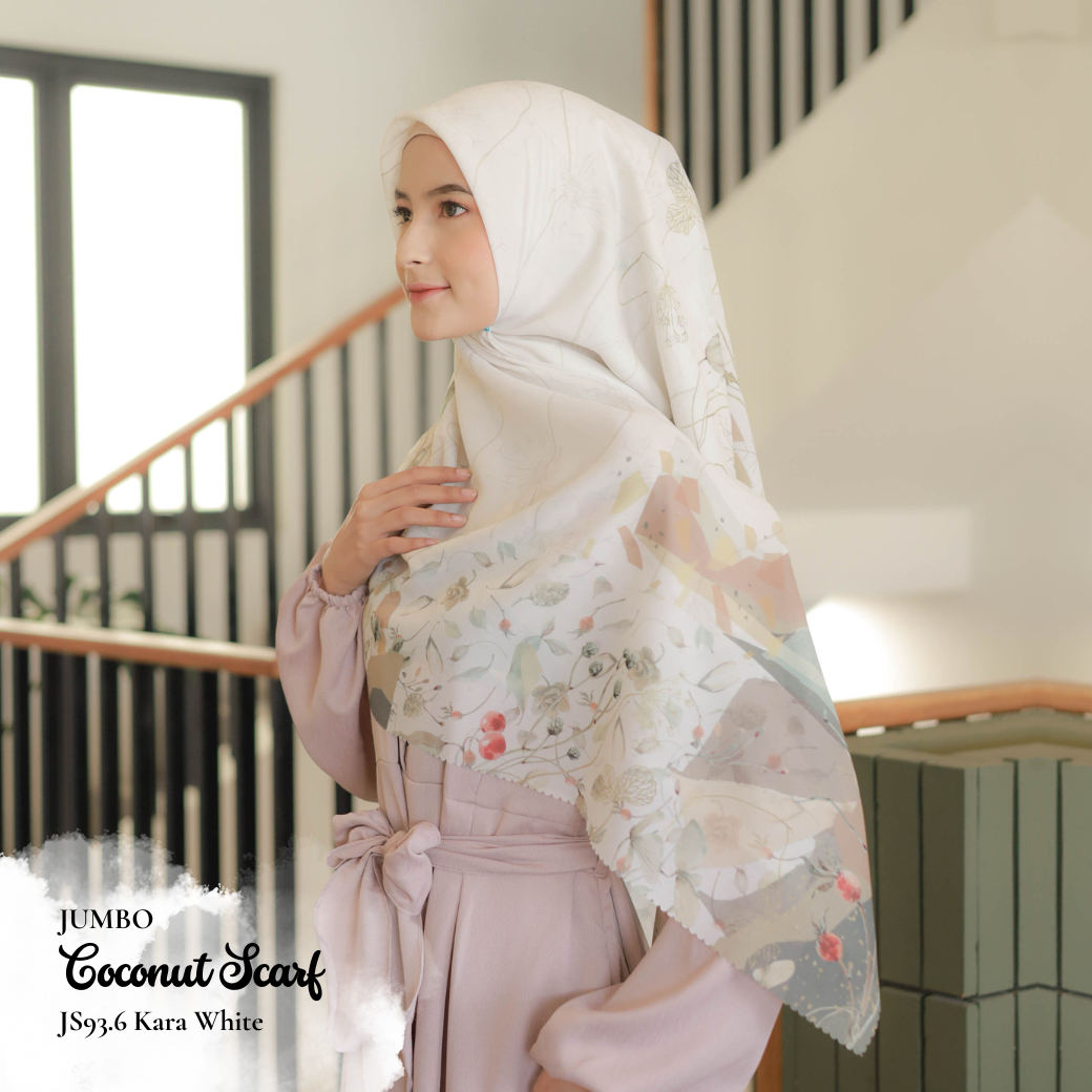 [ BUY 3 GET 1 FREE HIJAB ] Coconut Scarf Jumbo - JS93.6 Kara White