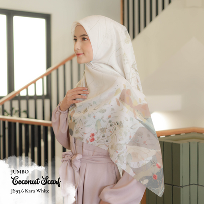 [ BUY 3 GET 1 FREE HIJAB ] Coconut Scarf Jumbo - JS93.6 Kara White