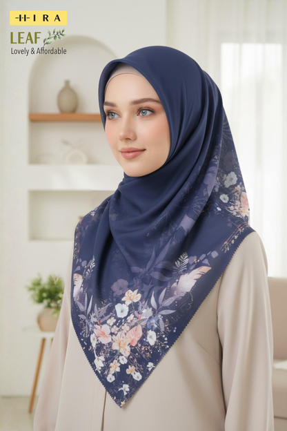 Leaf Mirea Scarf Polycotton - Navy