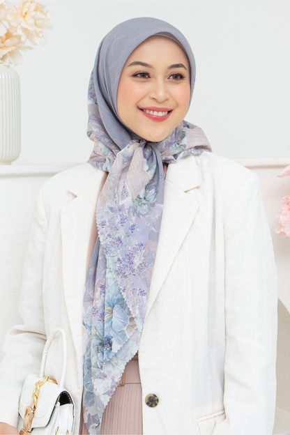 Lavender - Scarf Square British Voal | Silver - LV57.12
