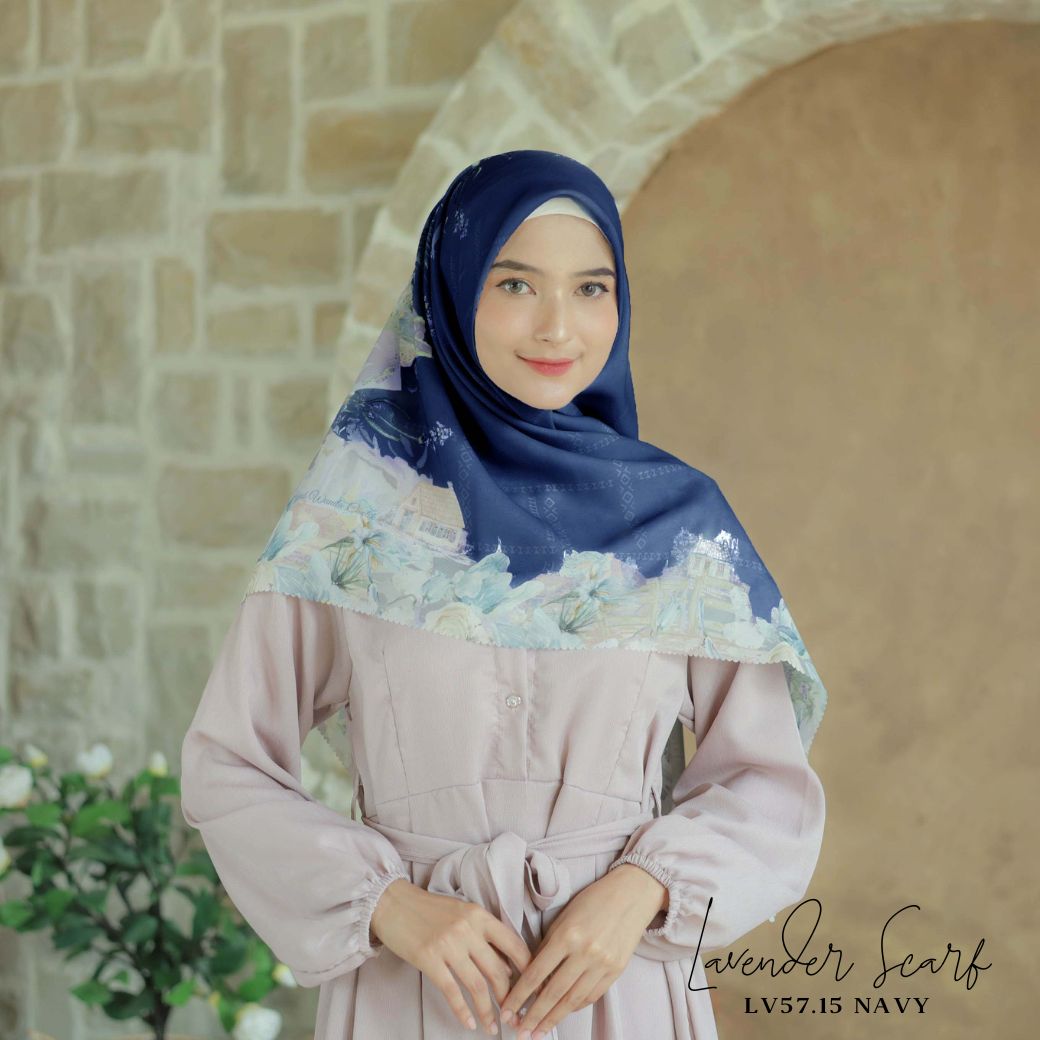 Lavender - Scarf Square British Voal | Navy - LV57.15