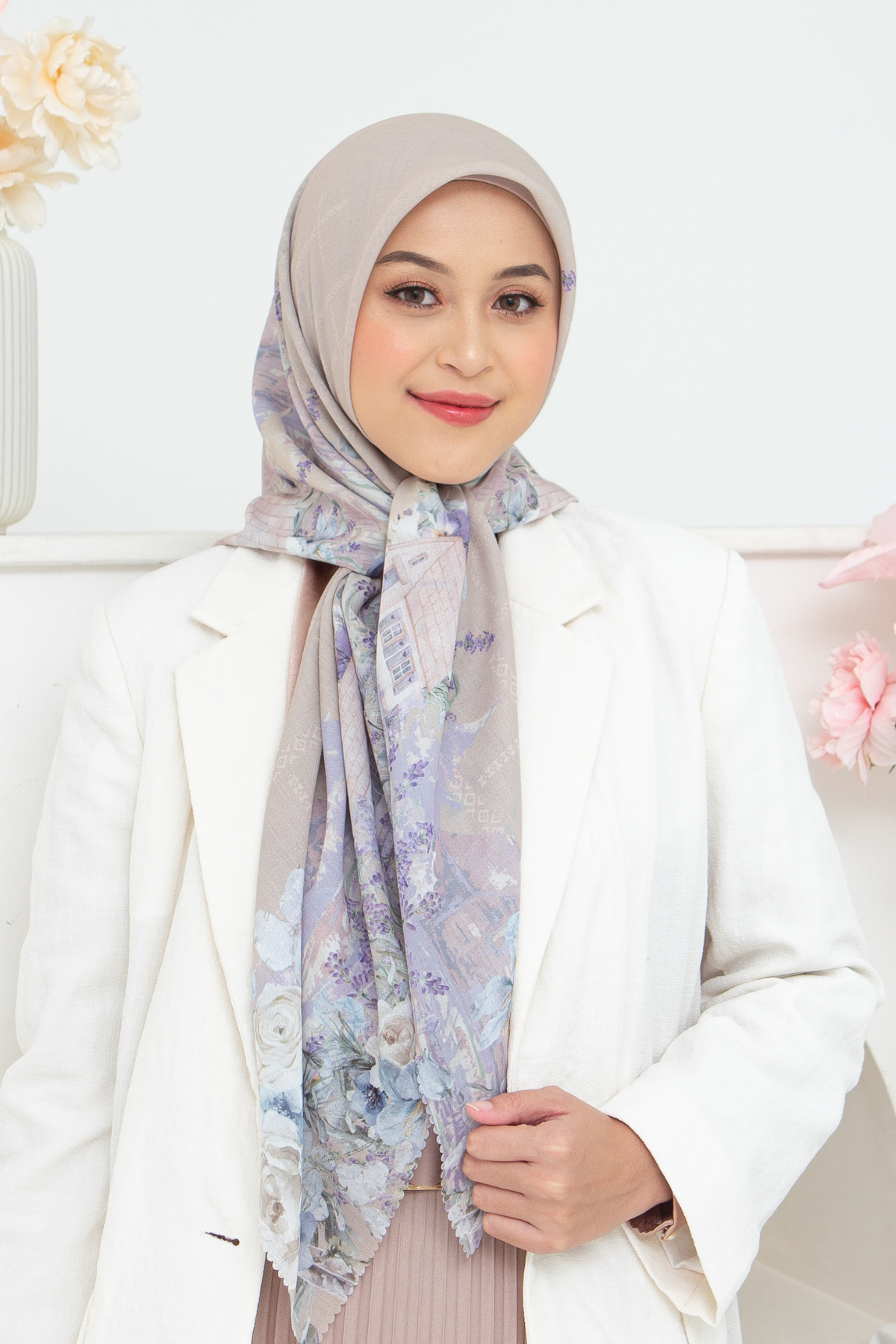 Lavender - Scarf Square British Voal | Almond - LV57.1