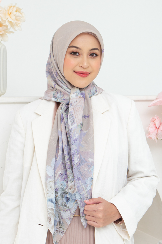 Lavender - Scarf Square British Voal | Almond - LV57.1