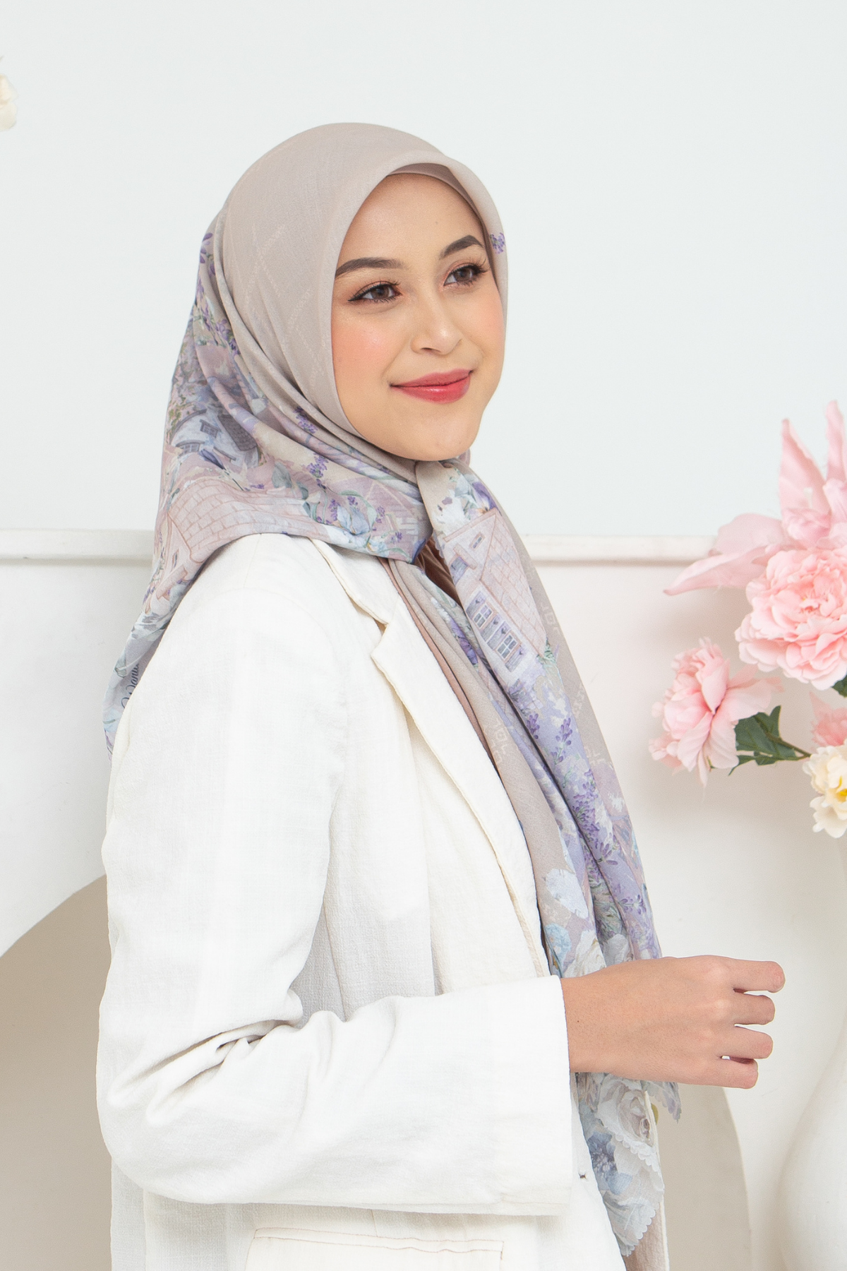 Lavender - Scarf Square British Voal | Almond - LV57.1