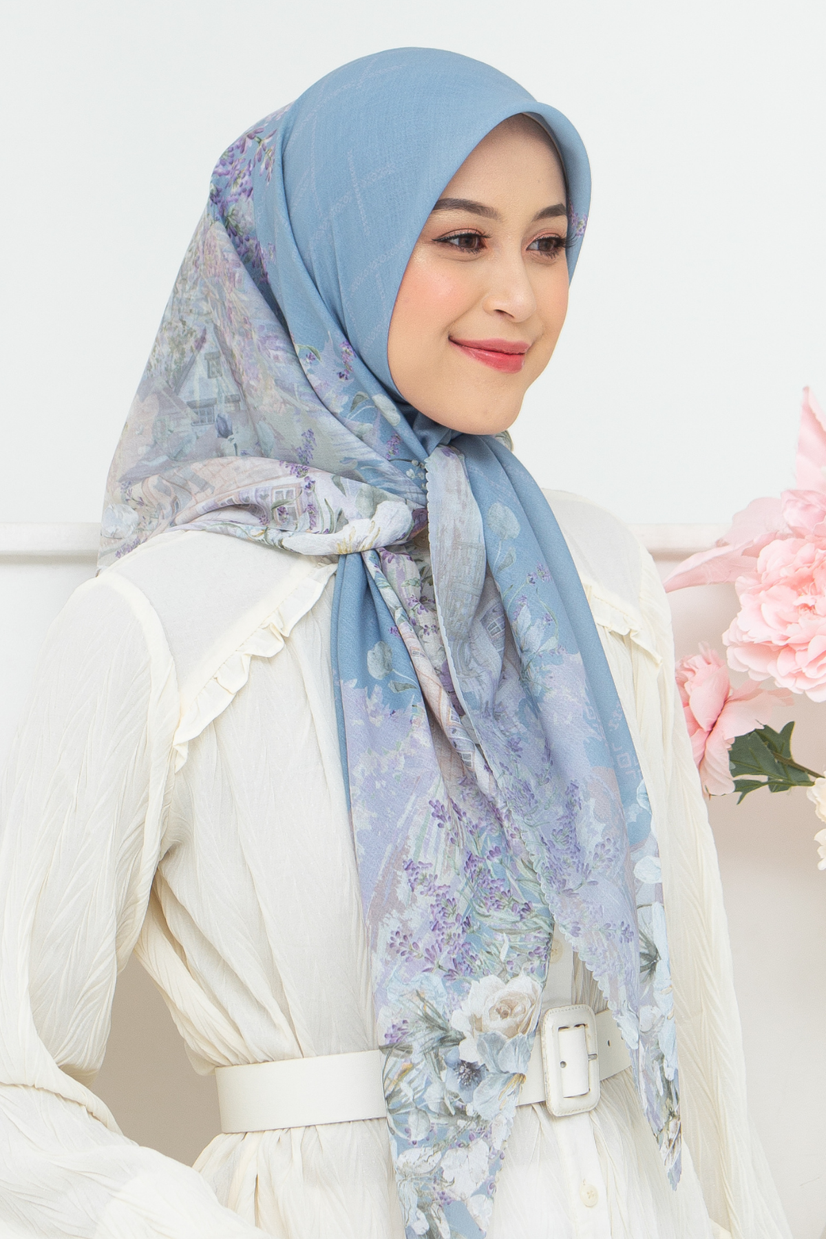 Lavender - Scarf Square British Voal | Blue - LV57.2