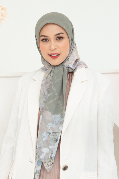 Lavender - Scarf Square British Voal | Dusty Green - LV57.3