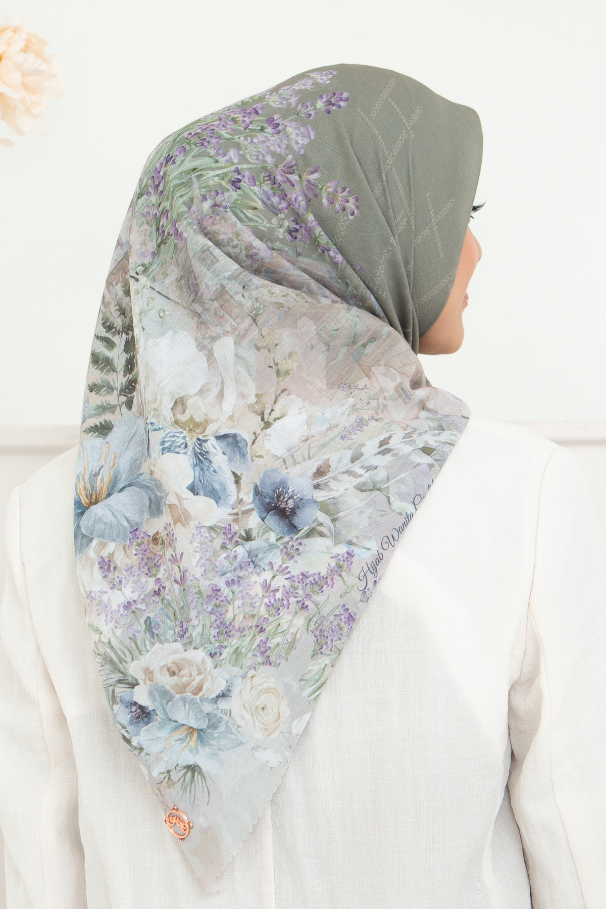 Lavender - Scarf Square British Voal | Dusty Green - LV57.3