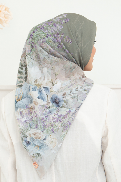 Lavender - Scarf Square British Voal | Dusty Green - LV57.3