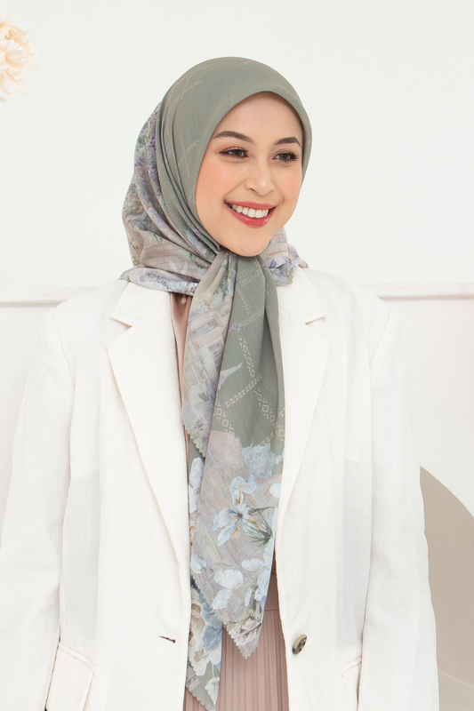 Lavender - Scarf Square British Voal | Dusty Green - LV57.3