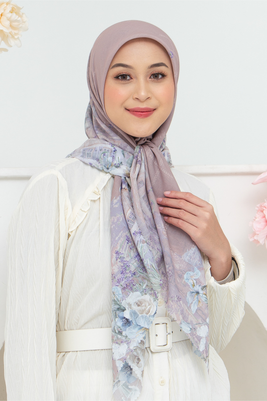Lavender - Scarf Square British Voal | Mocca - LV57.7