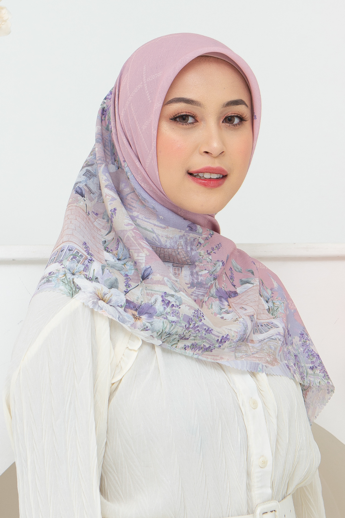 Lavender - Scarf Square British Voal | Pastel Pink - LV57.8