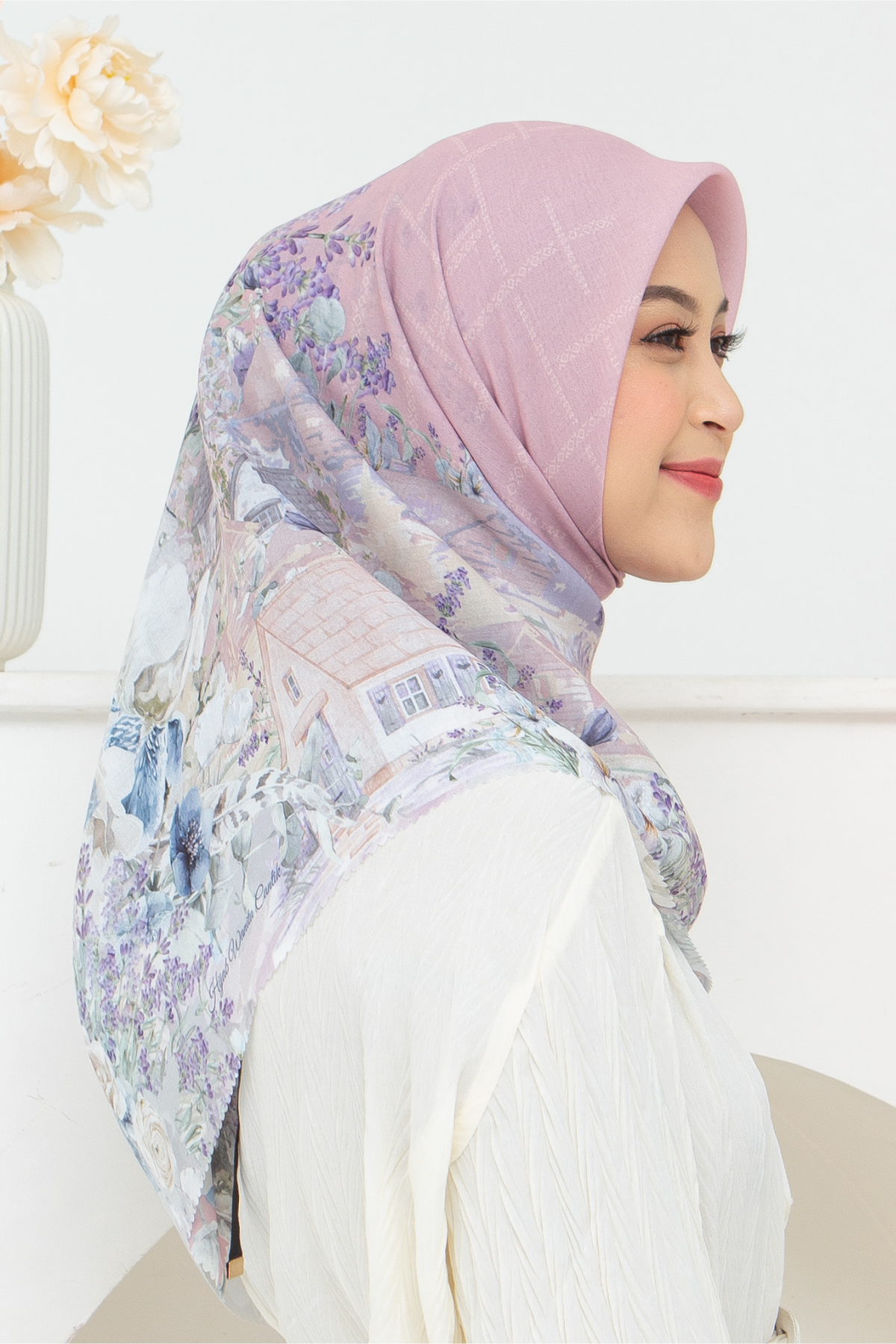 Lavender - Scarf Square British Voal | Pastel Pink - LV57.8