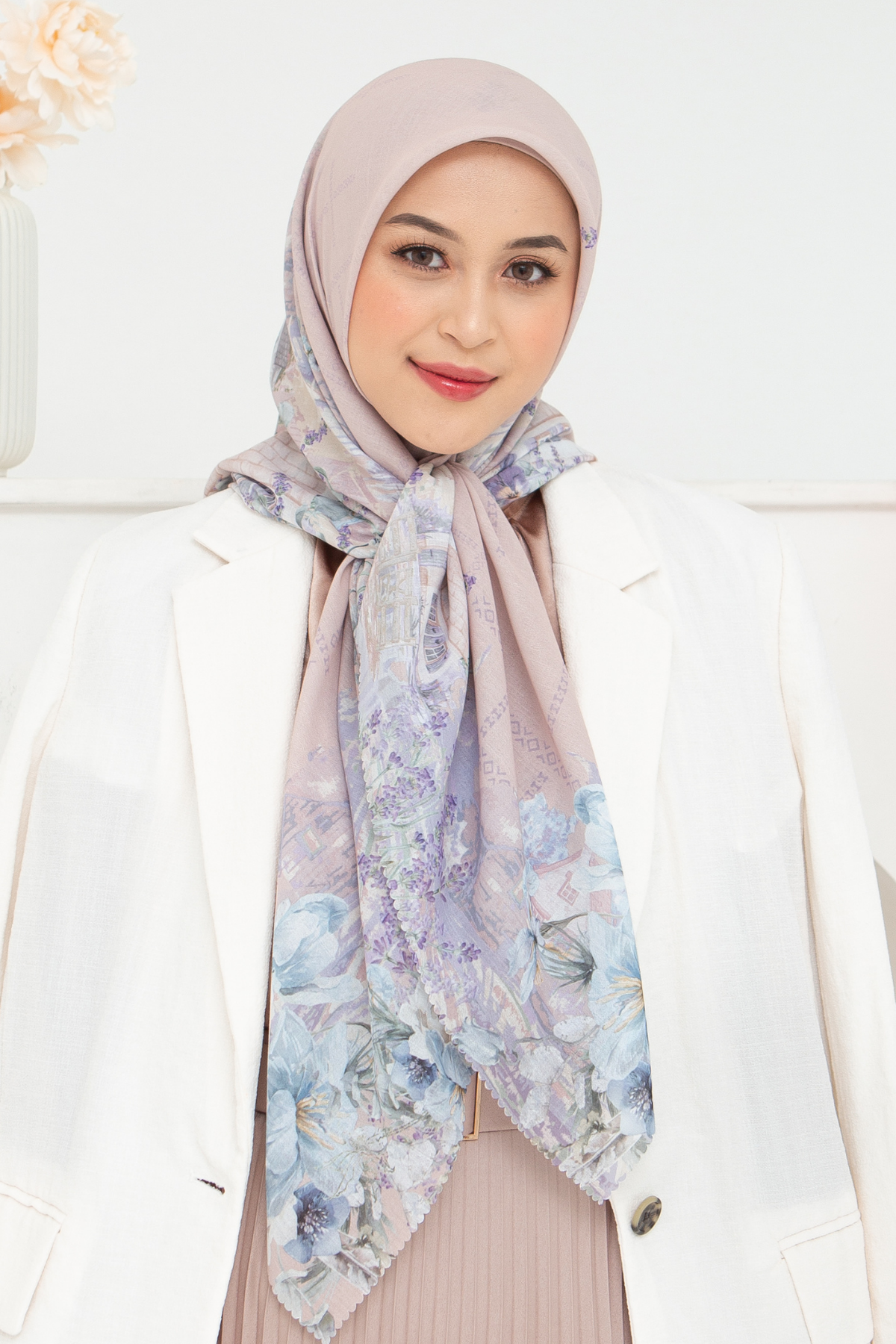 Lavender - Scarf Square British Voal | Peach - LV57.9