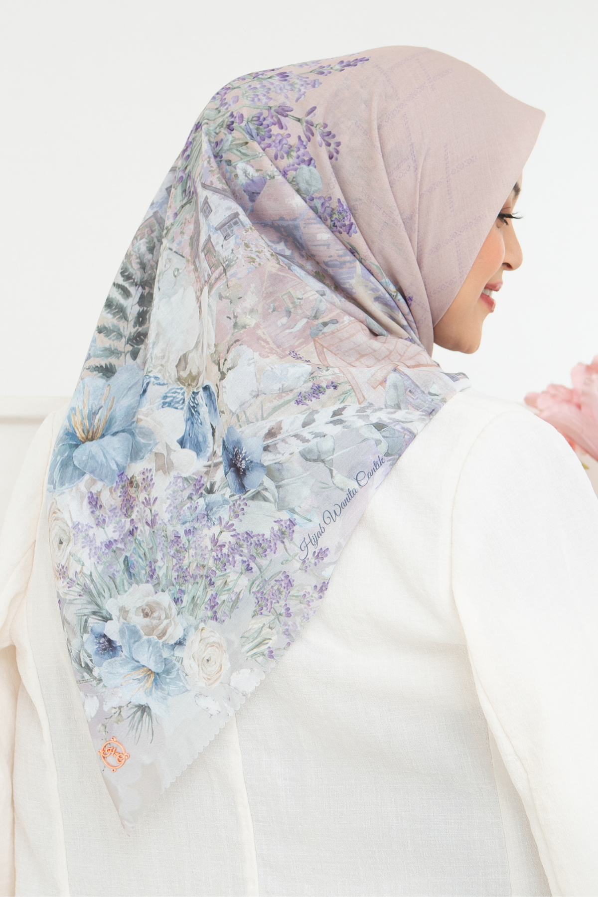 Lavender - Scarf Square British Voal | Peach - LV57.9