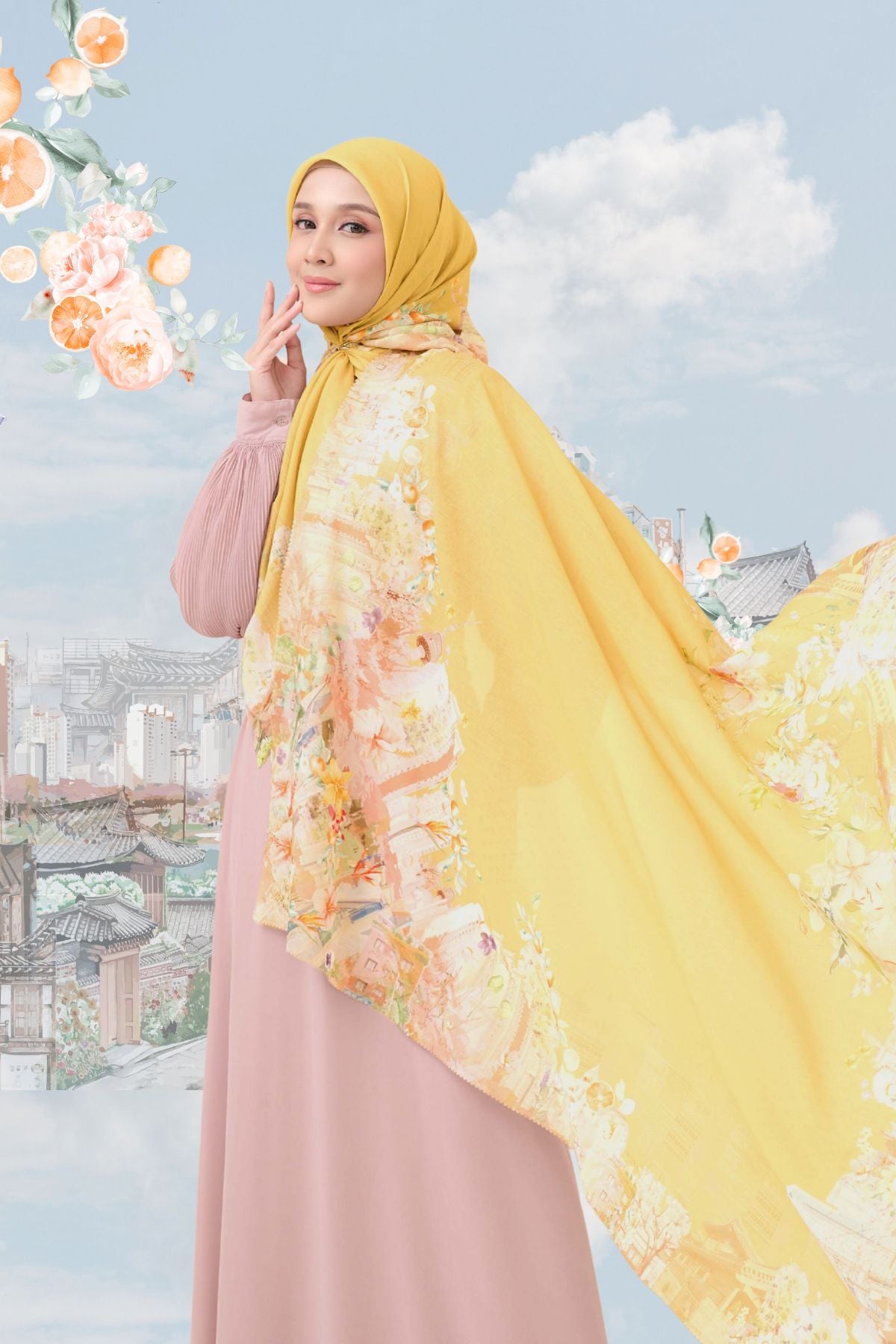 [ BUY 3 GET 1 FREE HIJAB ] Tangerine Scarf - ST16.6 TV16.6 TJ16.6 Lemon