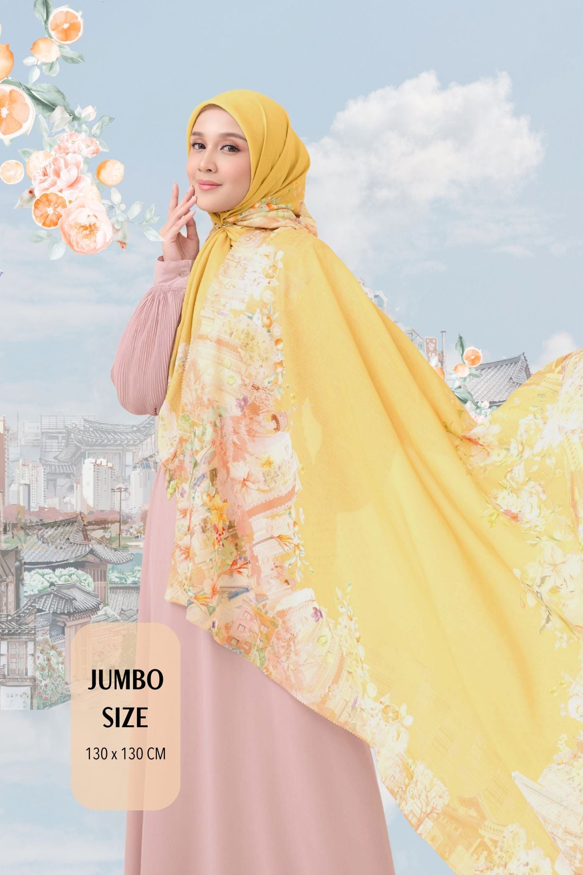 [ BUY 3 GET 1 FREE HIJAB ] Tangerine Scarf Jumbo - TJ16.6 Lemon