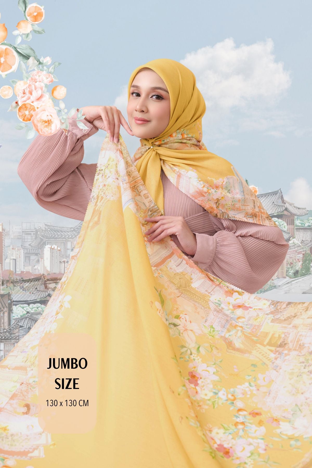 [ BUY 3 GET 1 FREE HIJAB ] Tangerine Scarf - ST16.6 TV16.6 TJ16.6 Lemon