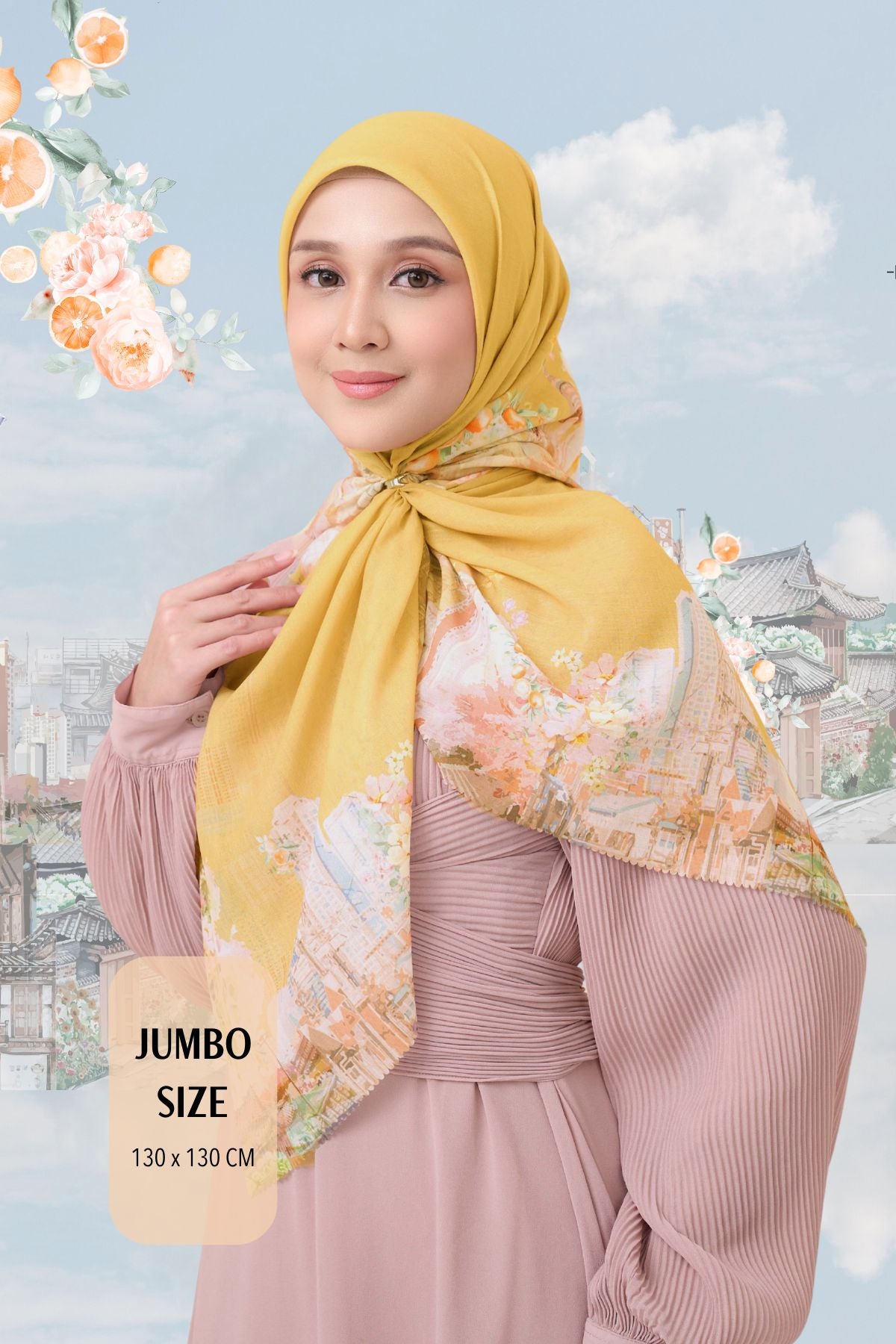 [ BUY 3 GET 1 FREE HIJAB ] Tangerine Scarf Jumbo - TJ16.6 Lemon