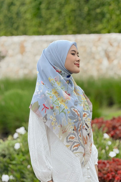 Daffodil - Scarf Square Premium Polycotton XL -  Light Blue - JD14.7