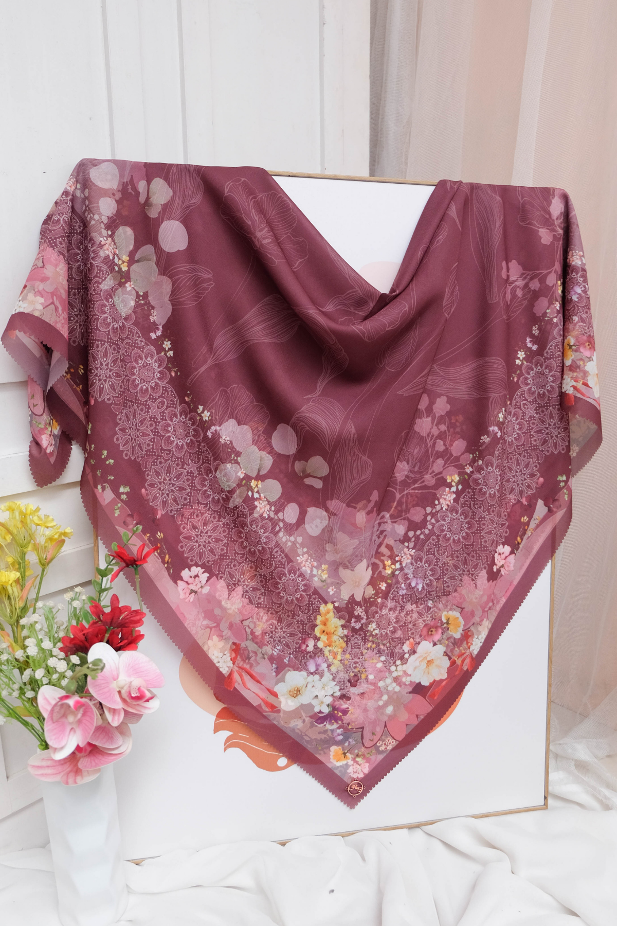 Leaf Rahma Scarf - AM31.2 AC31.2 HJ31.2 Maroon