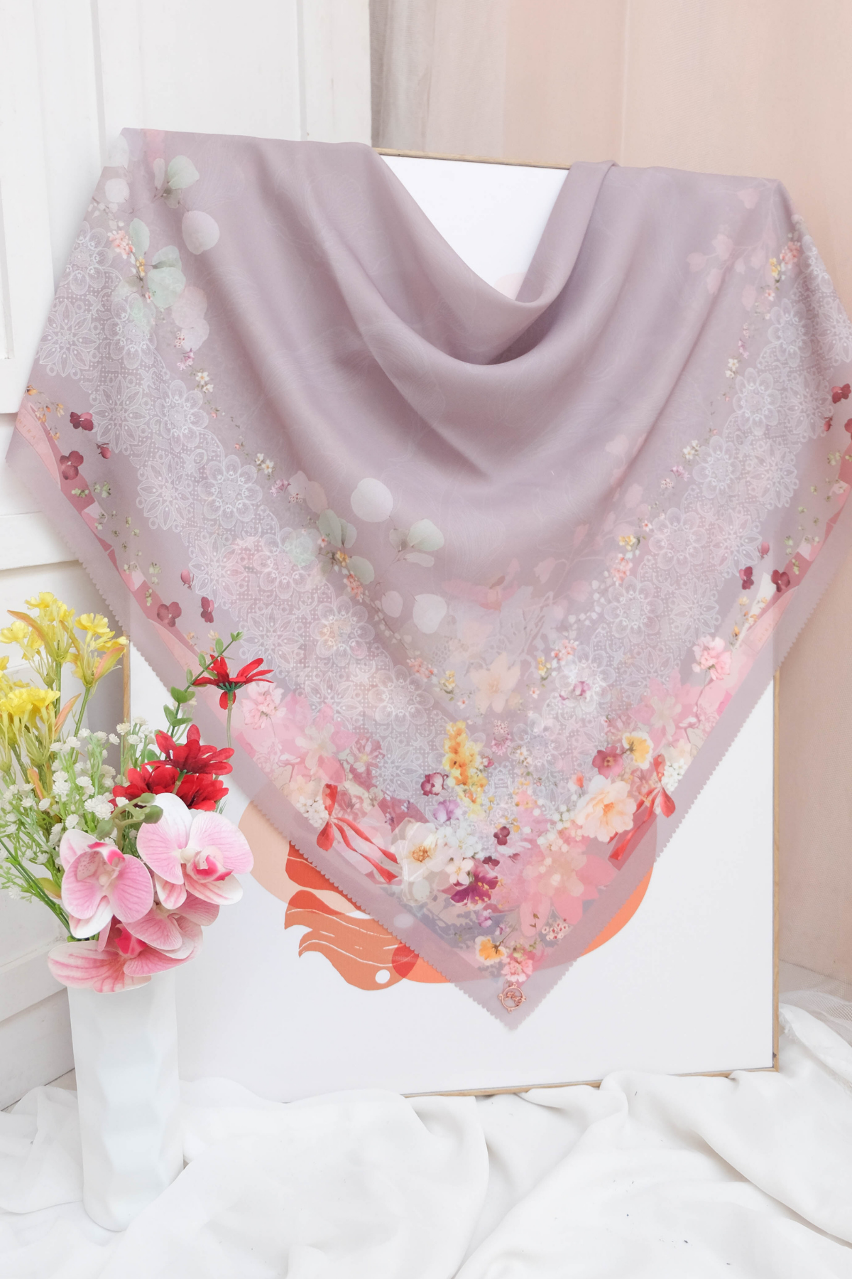 Leaf Rahma Scarf - AM31.4 AC31.4 HJ31.4 Mauve