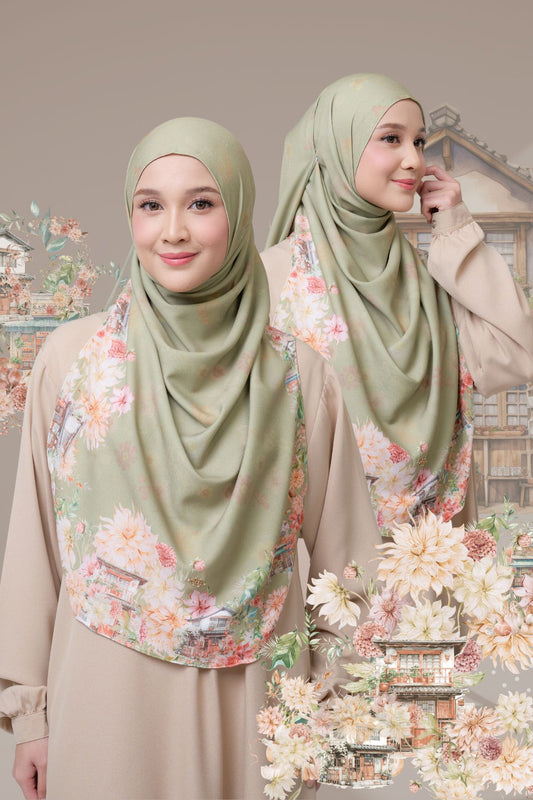 [ BUY 3 GET 1 FREE HIJAB ] Malaya Ohayo - MO55.9 Yasai Green