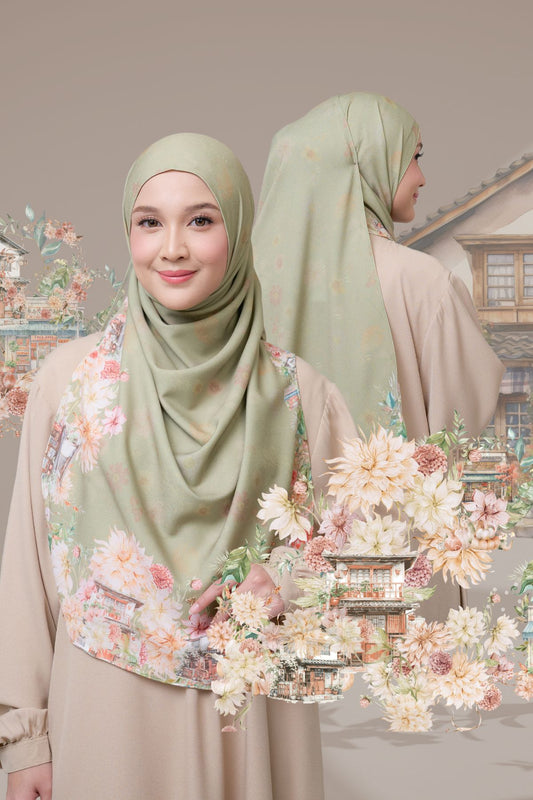 [ BUY 3 GET 1 FREE HIJAB ] Malaya Ohayo - MO55.9 Yasai Green