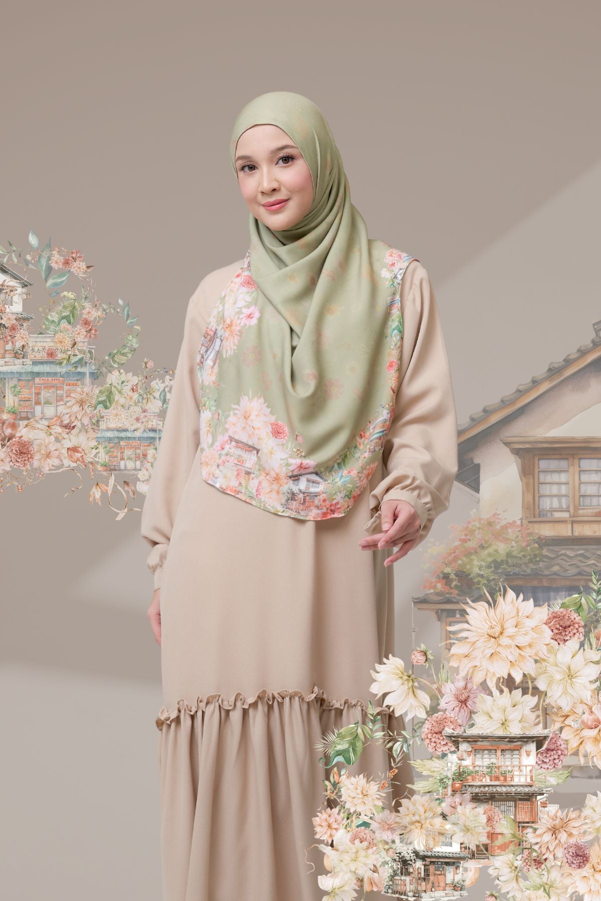 [ BUY 3 GET 1 FREE HIJAB ] Malaya Ohayo - MO55.9 Yasai Green