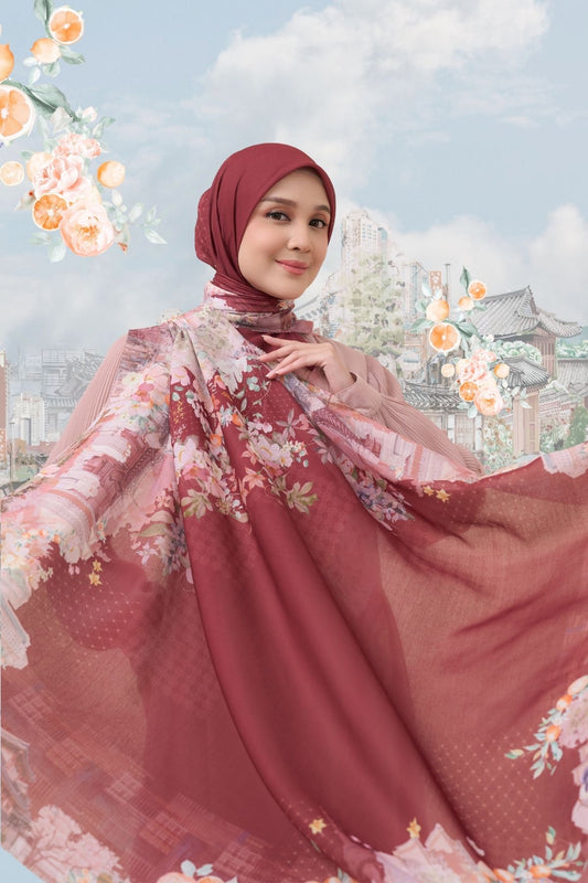 [ BUY 3 GET 1 FREE HIJAB ] Tangerine Scarf - ST16.3 TV16.3 TJ16.3 Maroon