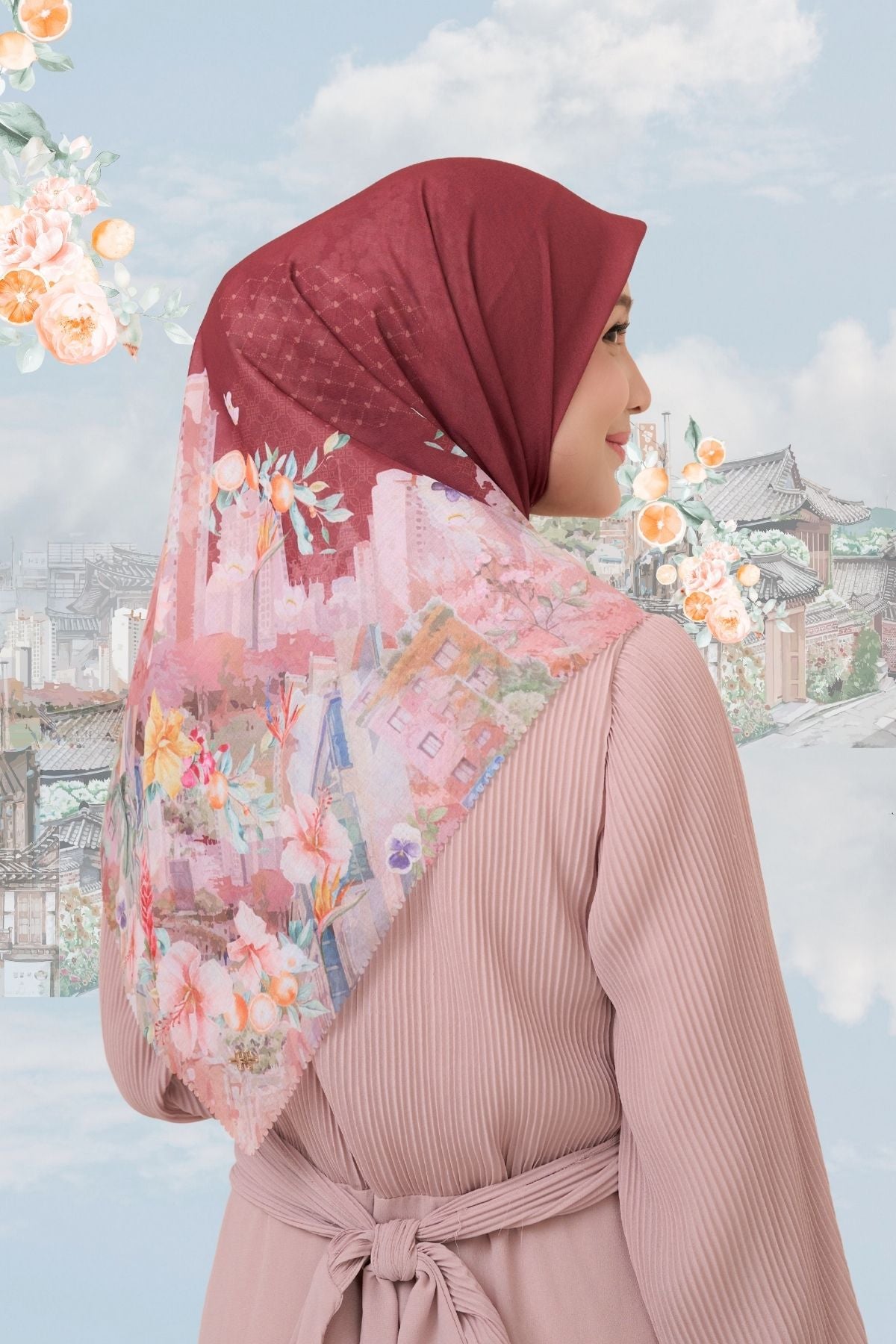 [ BUY 3 GET 1 FREE HIJAB ] Tangerine Scarf - ST16.3 TV16.3 TJ16.3 Maroon
