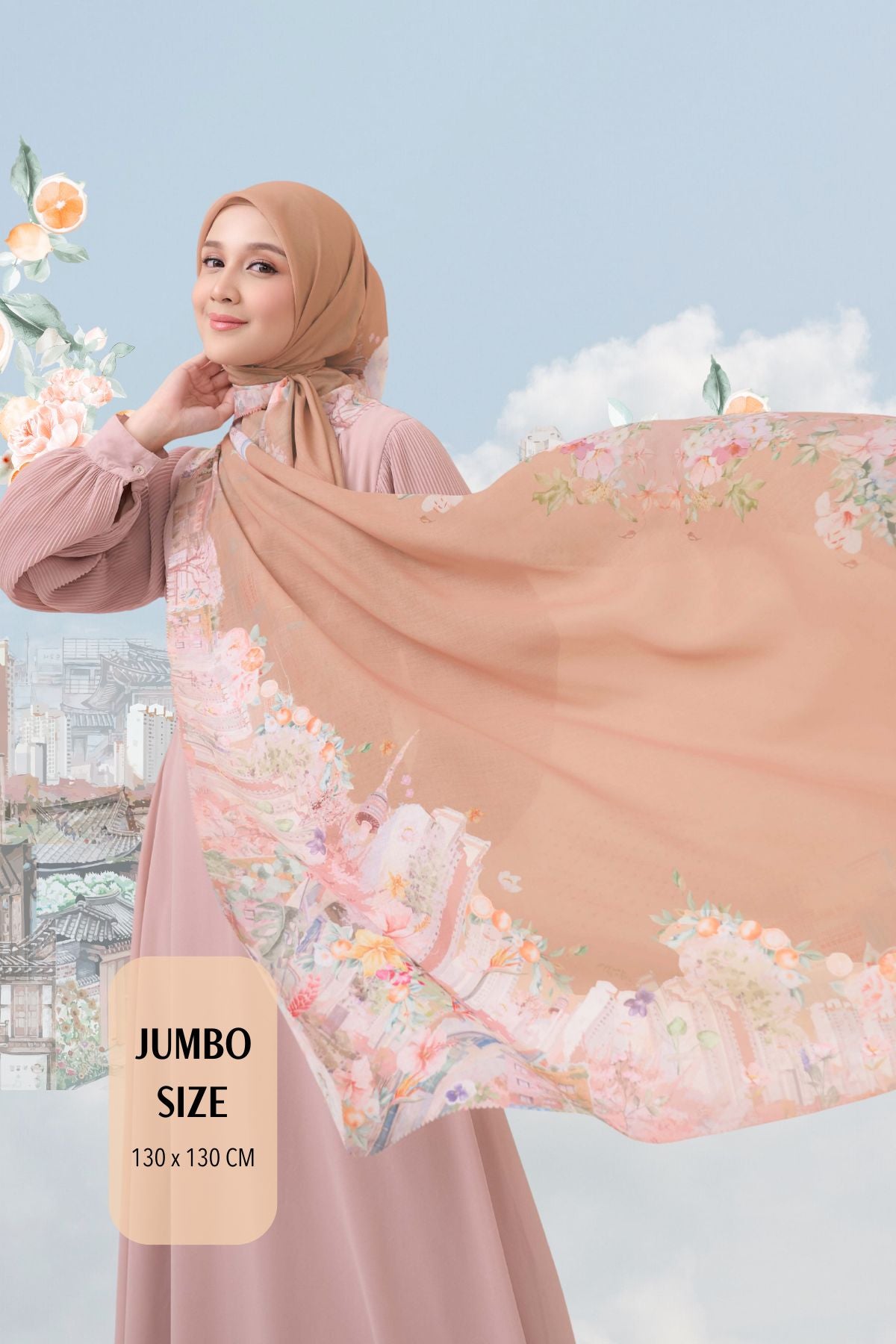 [ BUY 3 GET 1 FREE HIJAB ] Tangerine Scarf - ST16.10 TV16.10 TJ16.10 Mocca