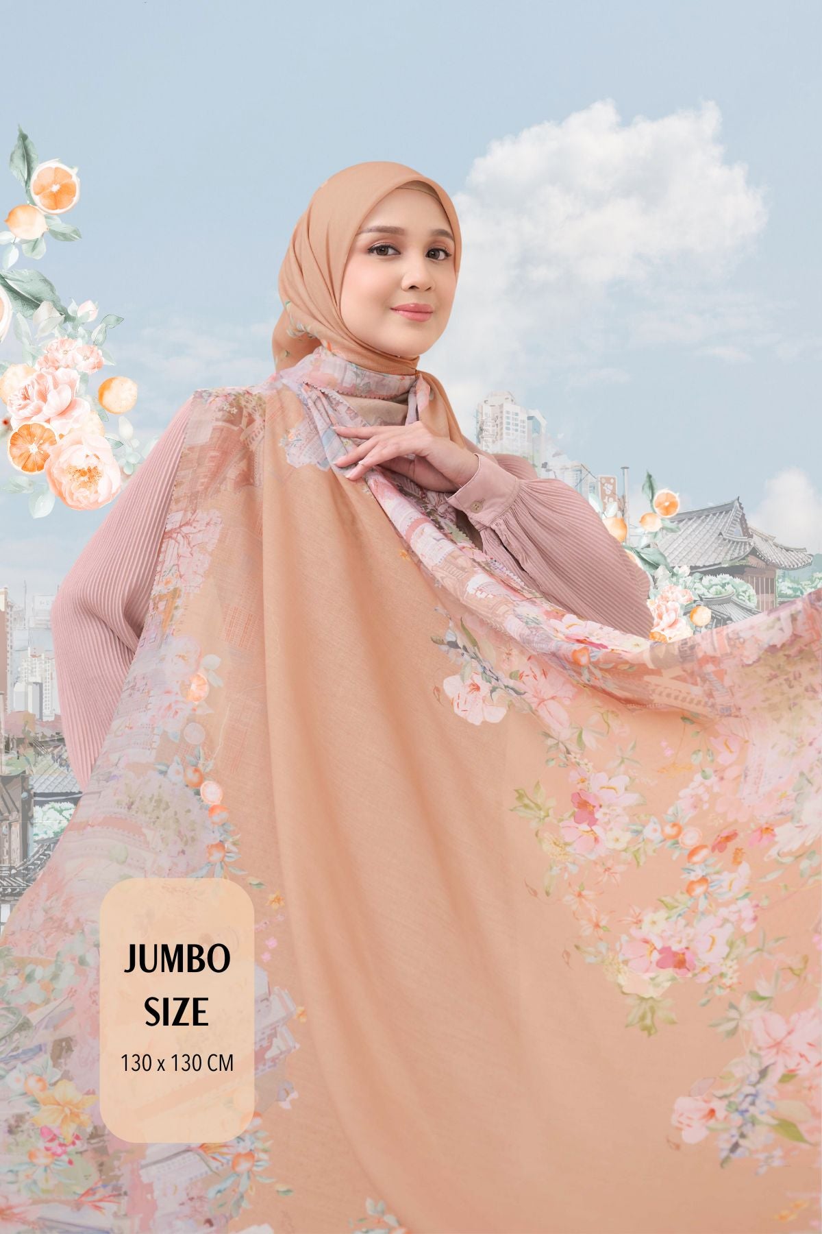 [ BUY 3 GET 1 FREE HIJAB ] Tangerine Scarf Jumbo - TJ16.10 Mocca