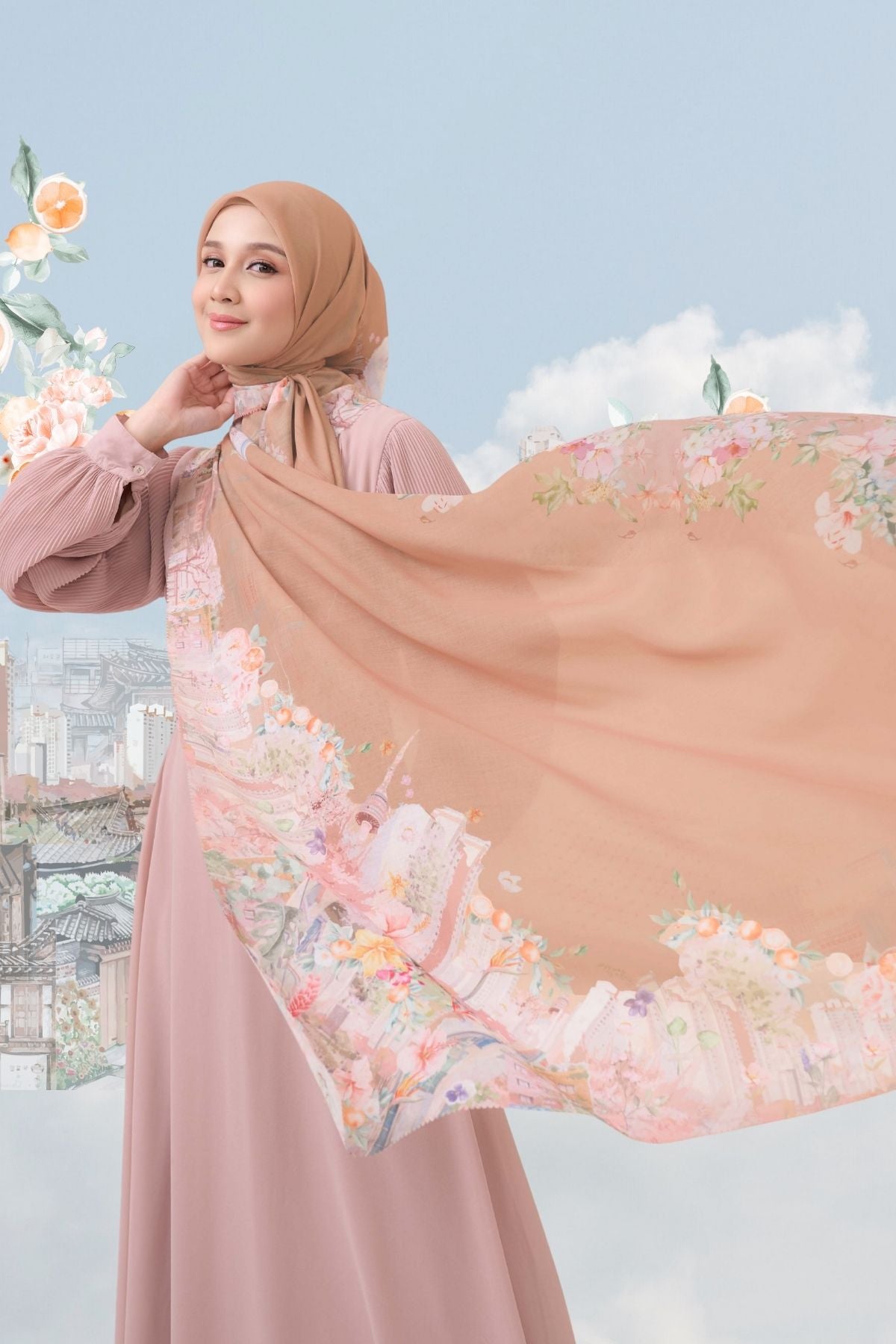 [ BUY 3 GET 1 FREE HIJAB ] Tangerine Scarf - ST16.10 TV16.10 TJ16.10 Mocca