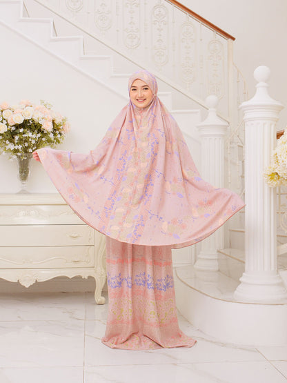 Mukena Flora - Peach | Mukena Cotton Fine| Cotton Daily Prayer Set