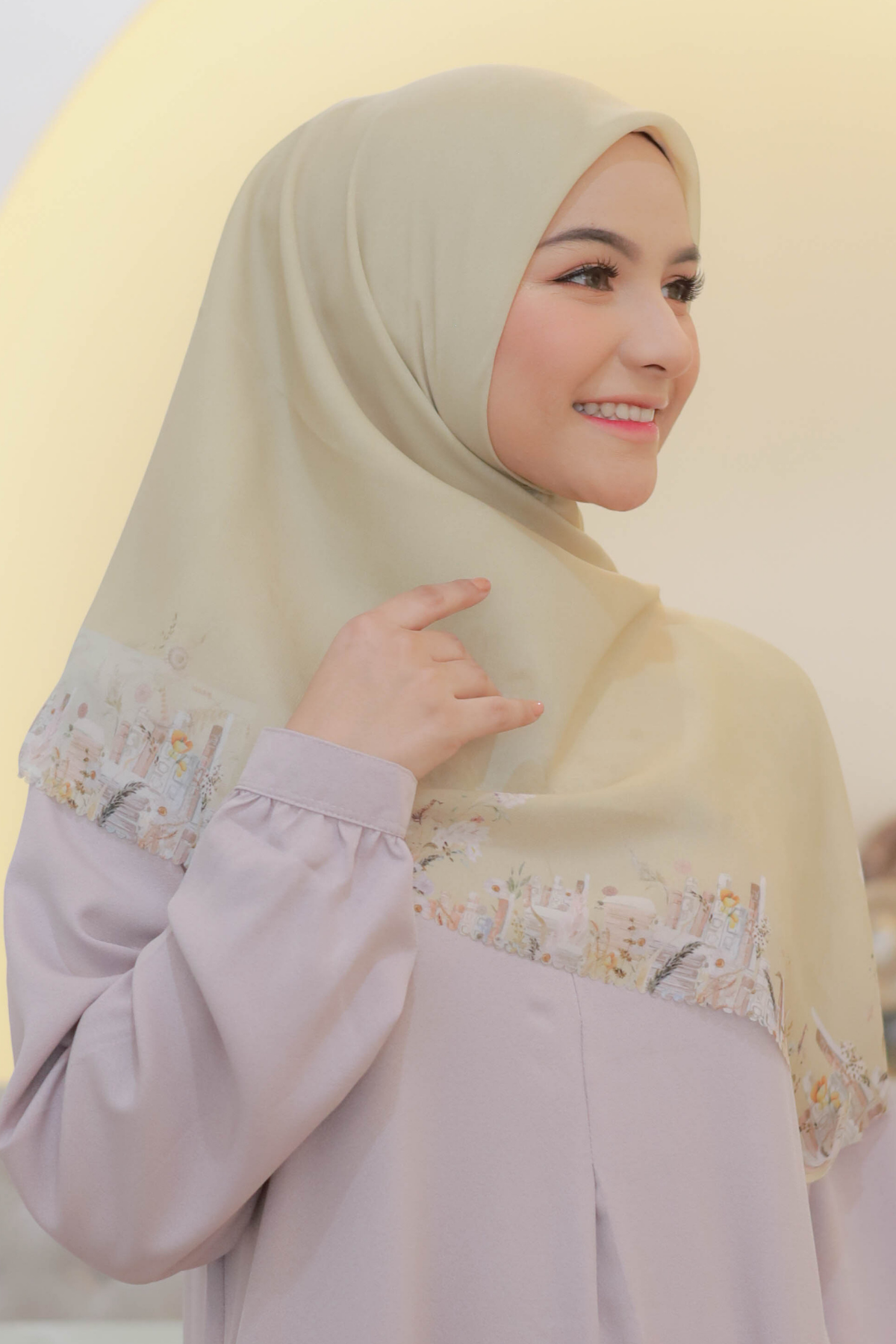 Zinnia Mini - Scarf Square Premium Polycotton | Yellow Cream - NK73.10