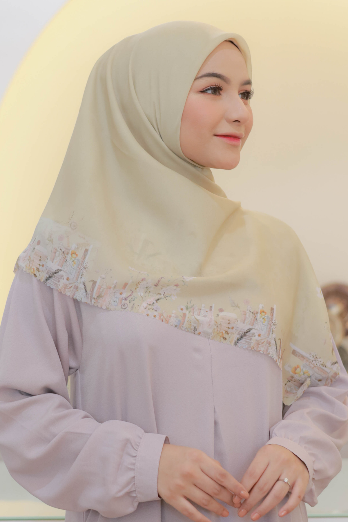 Zinnia Mini - Scarf Square Premium Polycotton | Yellow Cream - NK73.10