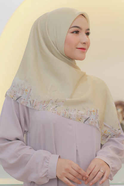 Zinnia Mini - Scarf Square Premium Polycotton | Yellow Cream - NK73.10