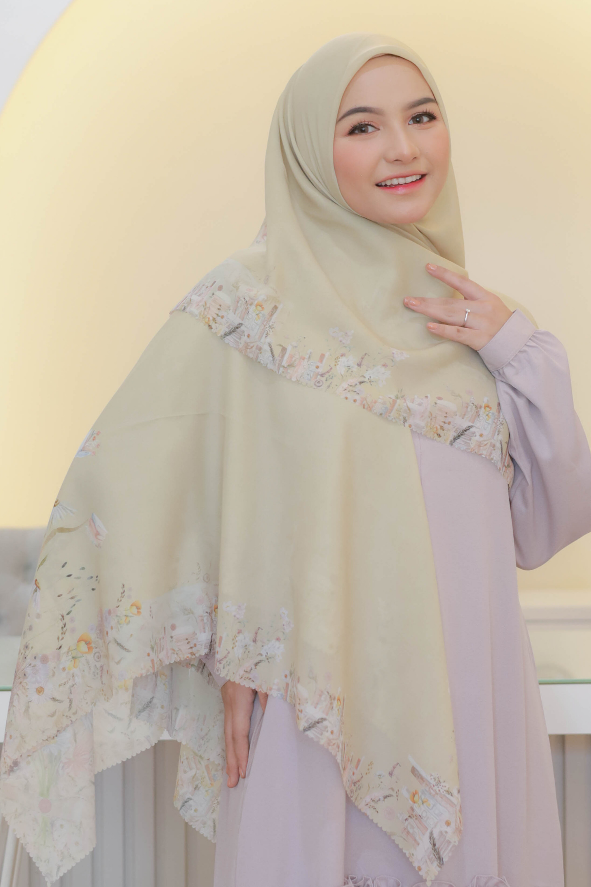 Zinnia Mini - Scarf Square Premium Polycotton | Yellow Cream - NK73.10