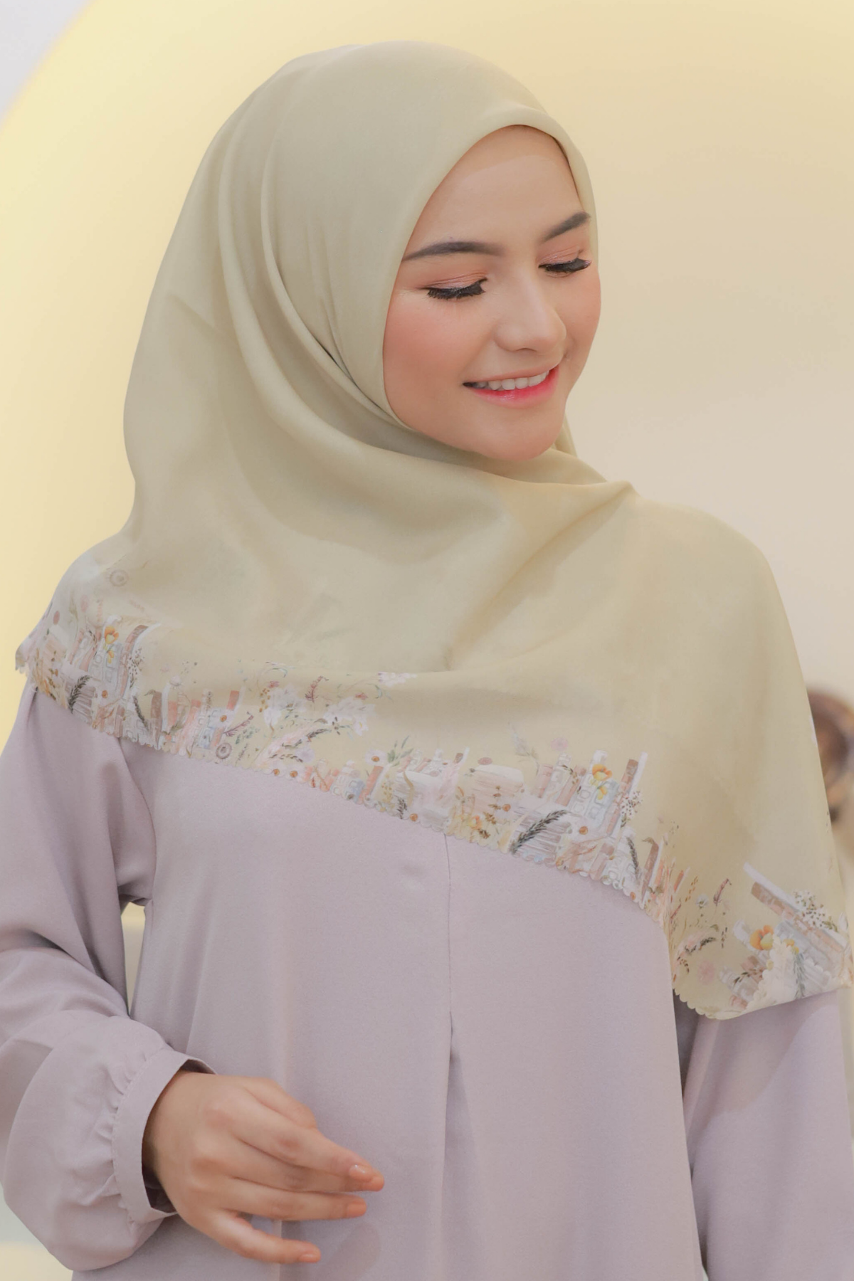 Zinnia Mini - Scarf Square Premium Polycotton | Yellow Cream - NK73.10