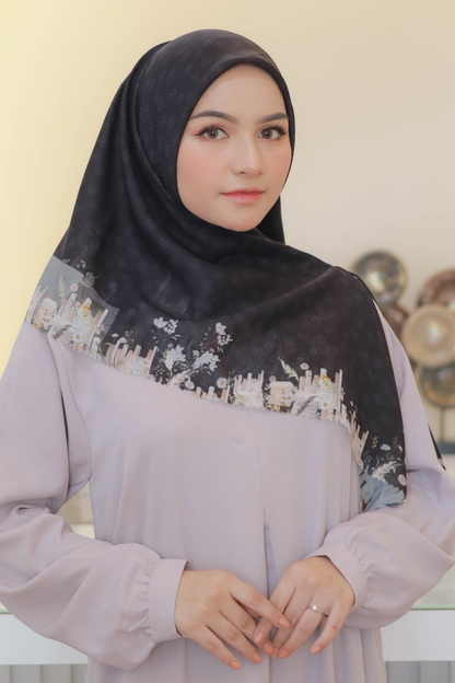 Zinnia Mini - Scarf Square Premium Polycotton | Black - NK73.1