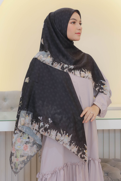 Zinnia Mini - Scarf Square Premium Polycotton | Black - NK73.1
