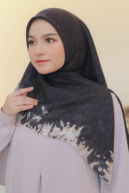 Zinnia Mini - Scarf Square Premium Polycotton | Black - NK73.1