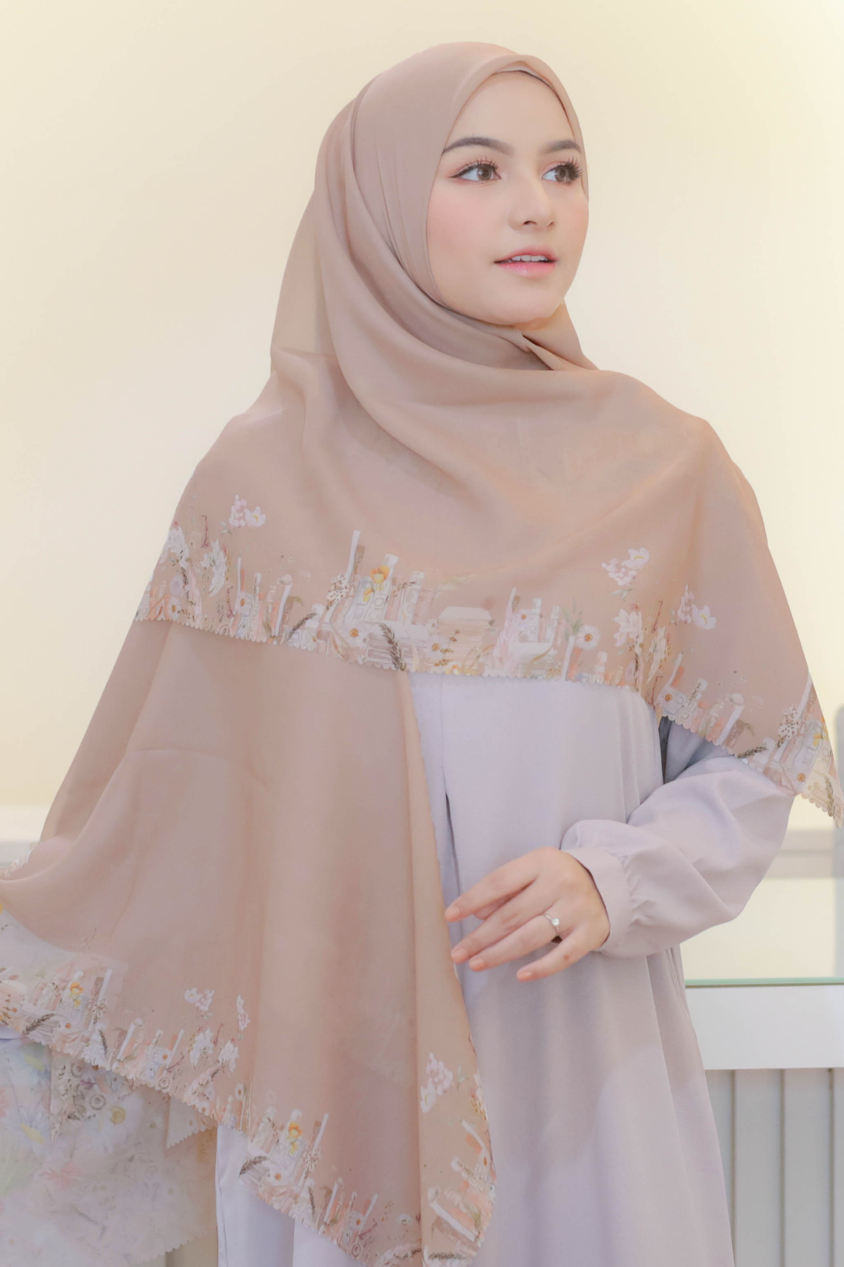 Zinnia Mini - Scarf Square Premium Polycotton | Caramel - NK73.2