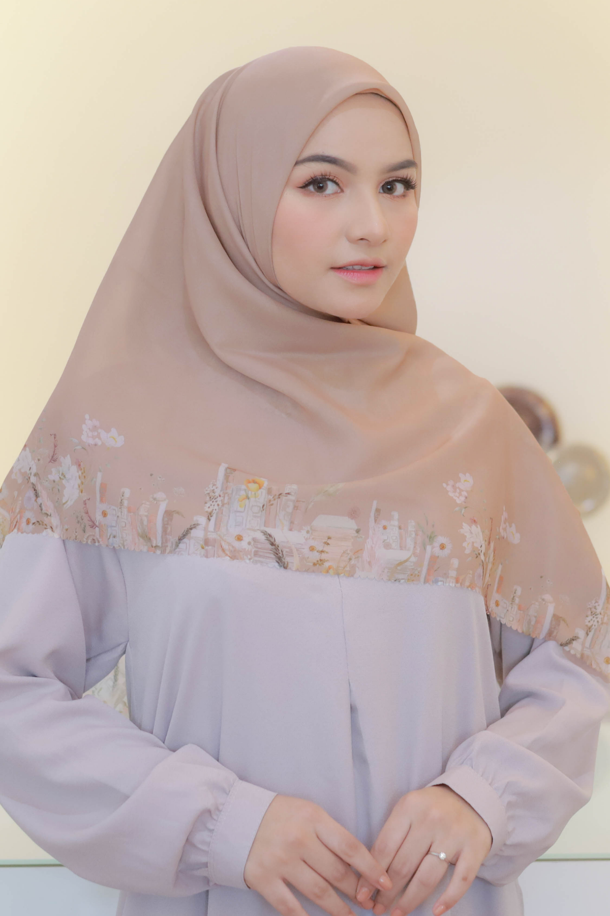 Zinnia Mini - Scarf Square Premium Polycotton | Caramel - NK73.2