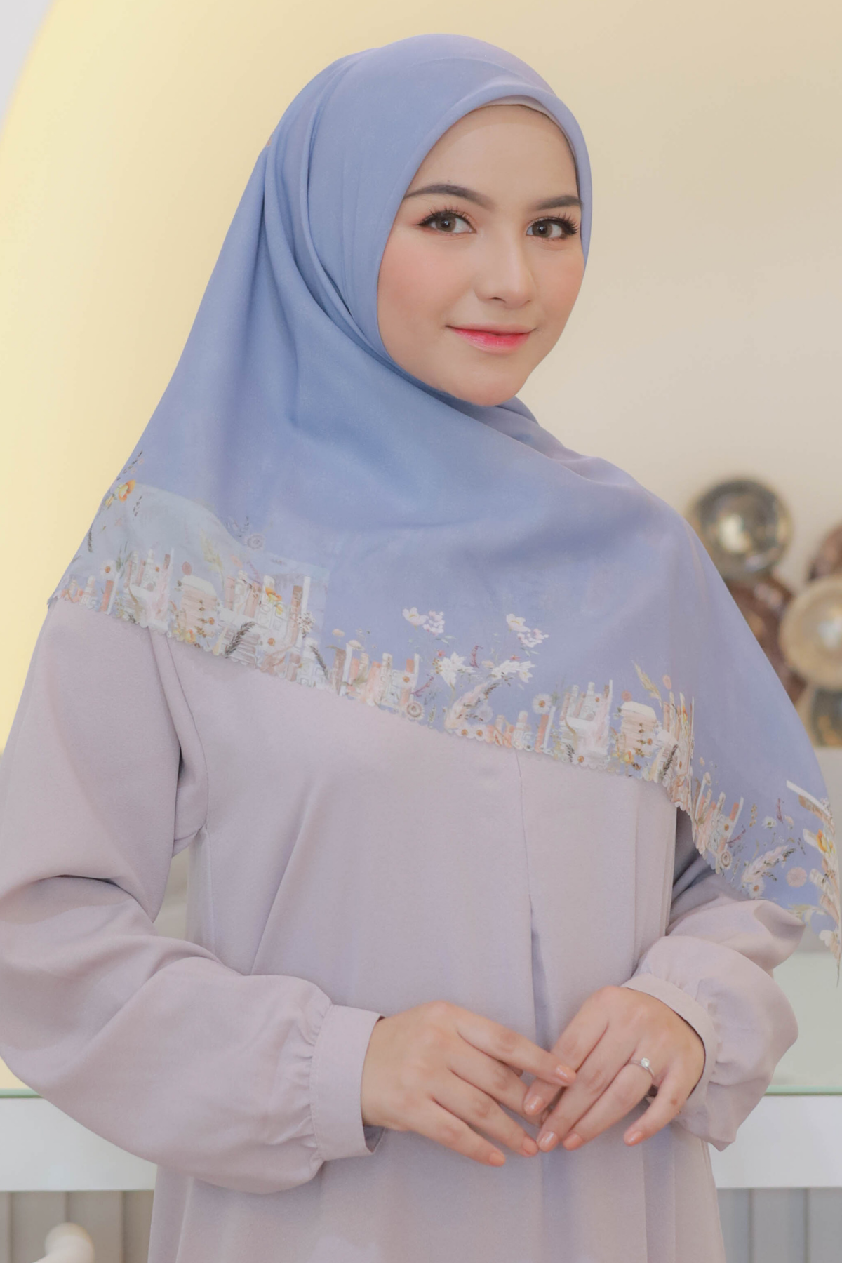 Zinnia Mini - Scarf Square Premium Polycotton | Crystal Grey - NK73.3
