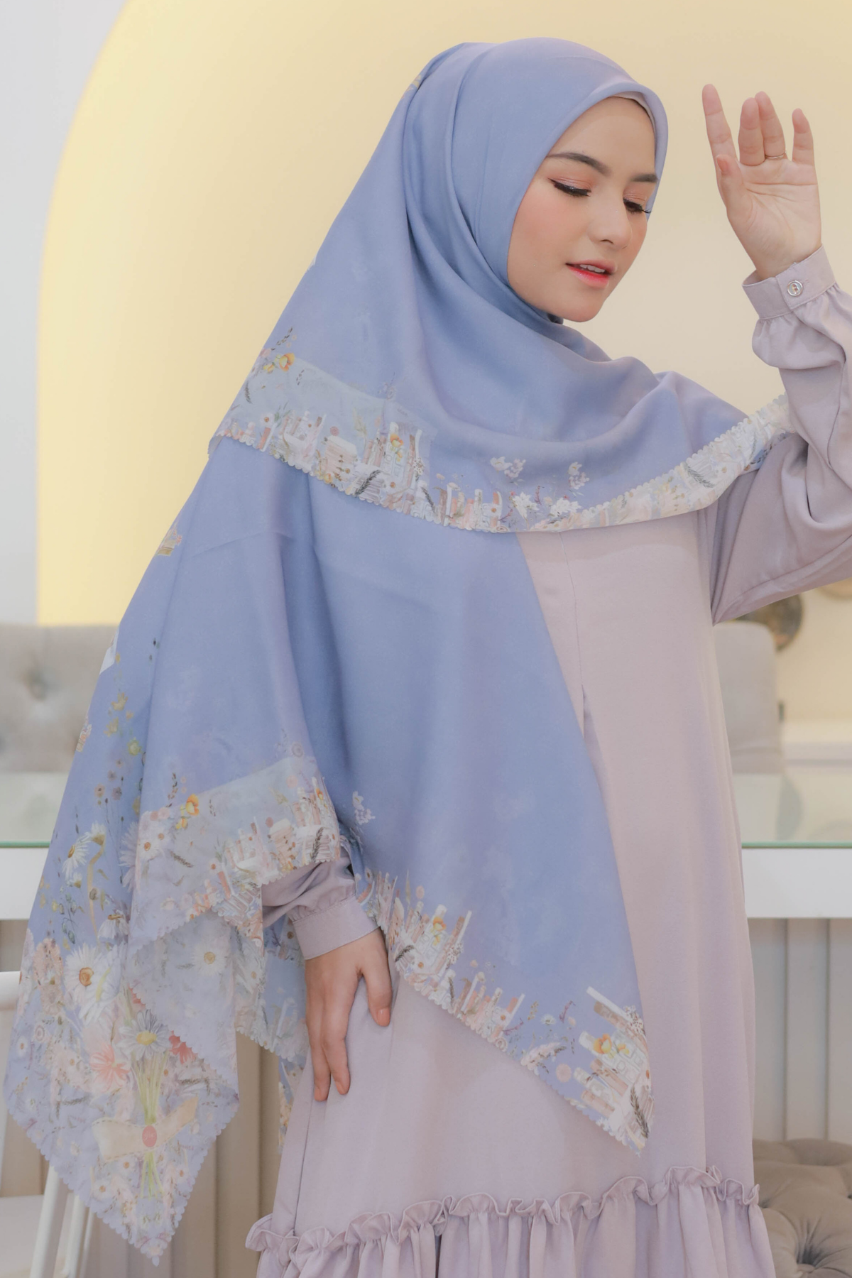 Zinnia Mini - Scarf Square Premium Polycotton | Crystal Grey - NK73.3