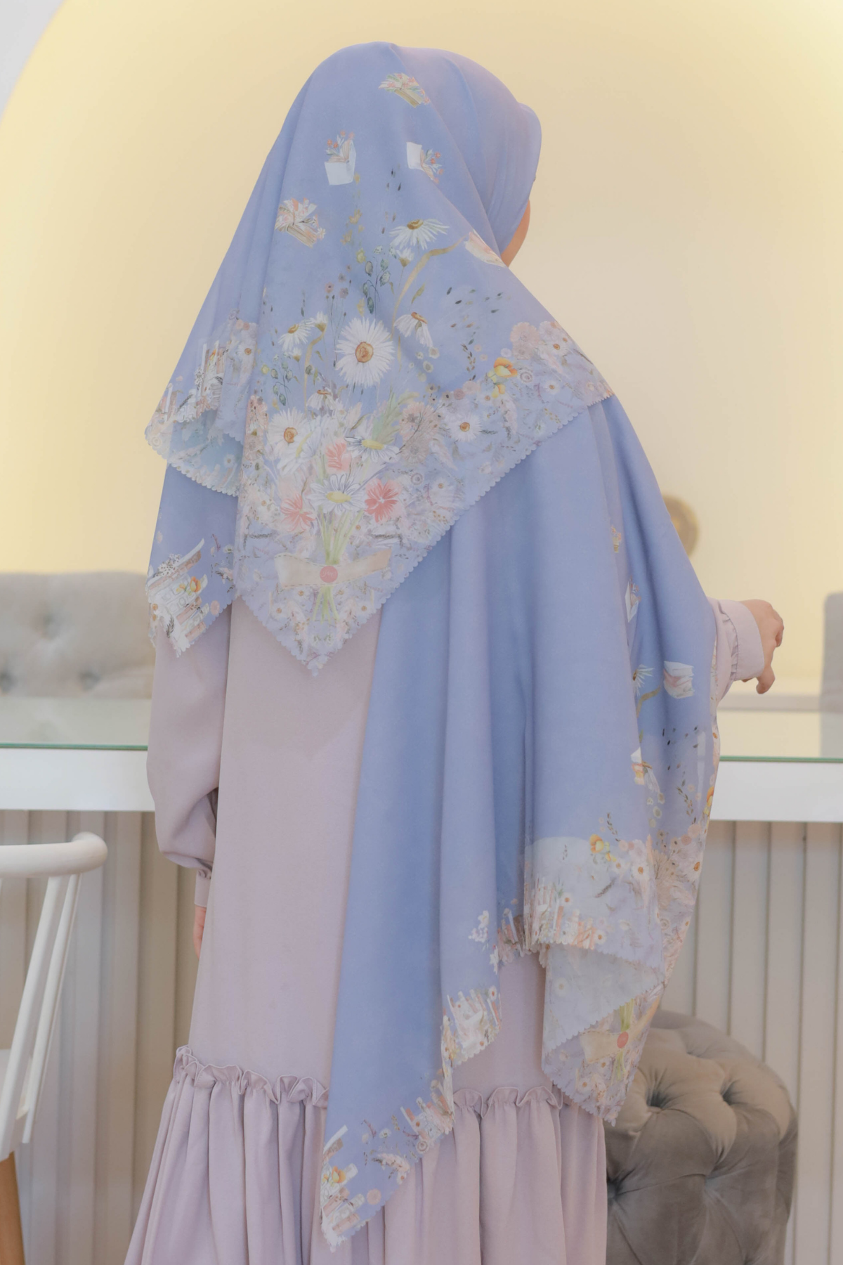 Zinnia Mini - Scarf Square Premium Polycotton | Crystal Grey - NK73.3
