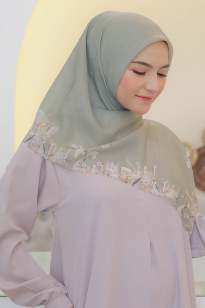 Zinnia Mini - Scarf Square Premium Polycotton | Harvest Green - NK73.5