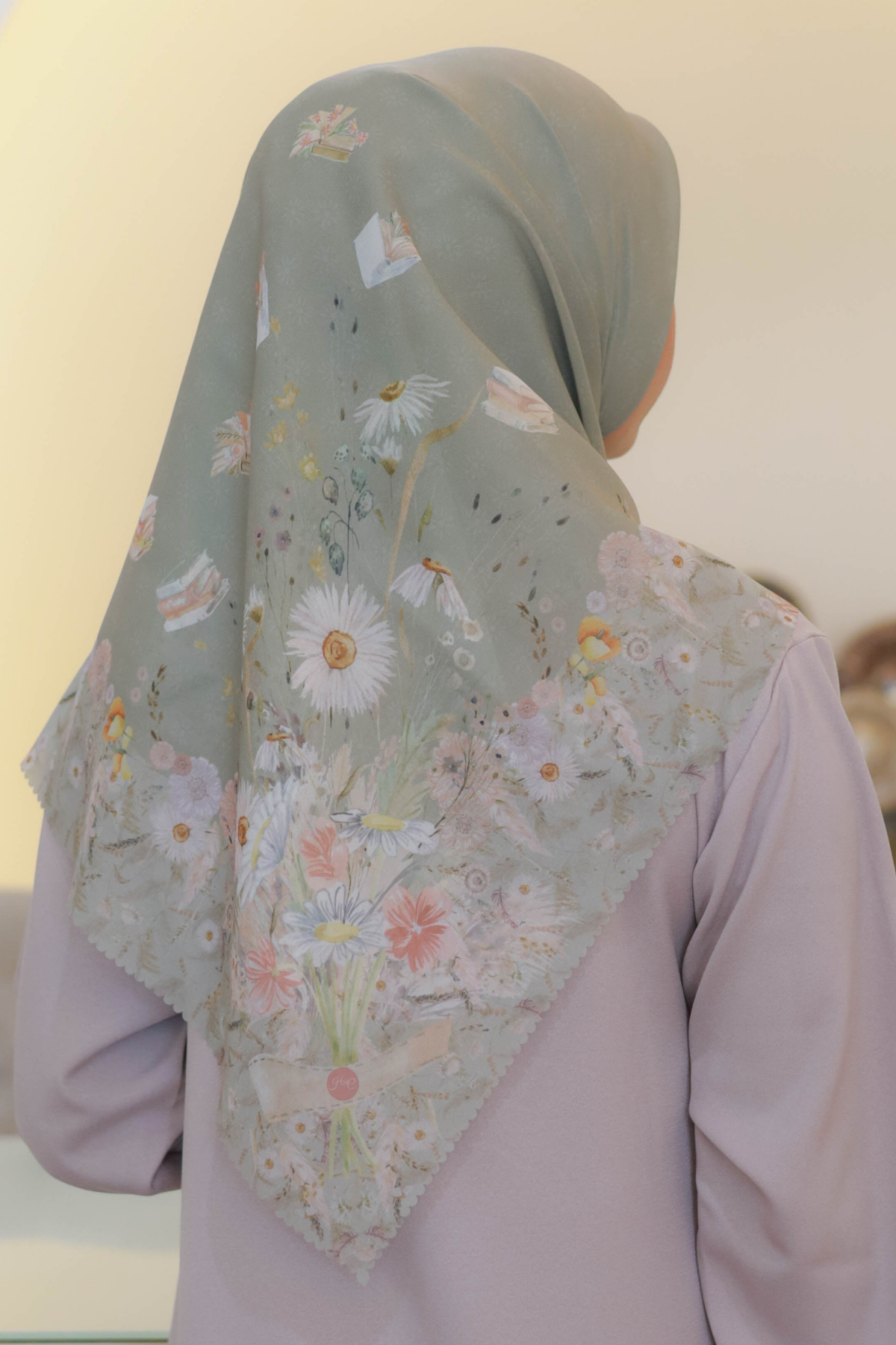 Zinnia Mini - Scarf Square Premium Polycotton | Harvest Green - NK73.5